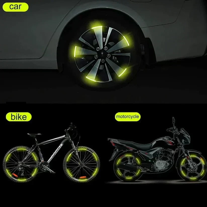 Car & Bike Wheel Hub Reflective Luminous Stickers
