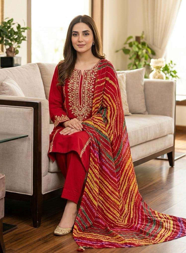 BEAUTIFUL FEMALE SUIT WITH GOTA DESIGN