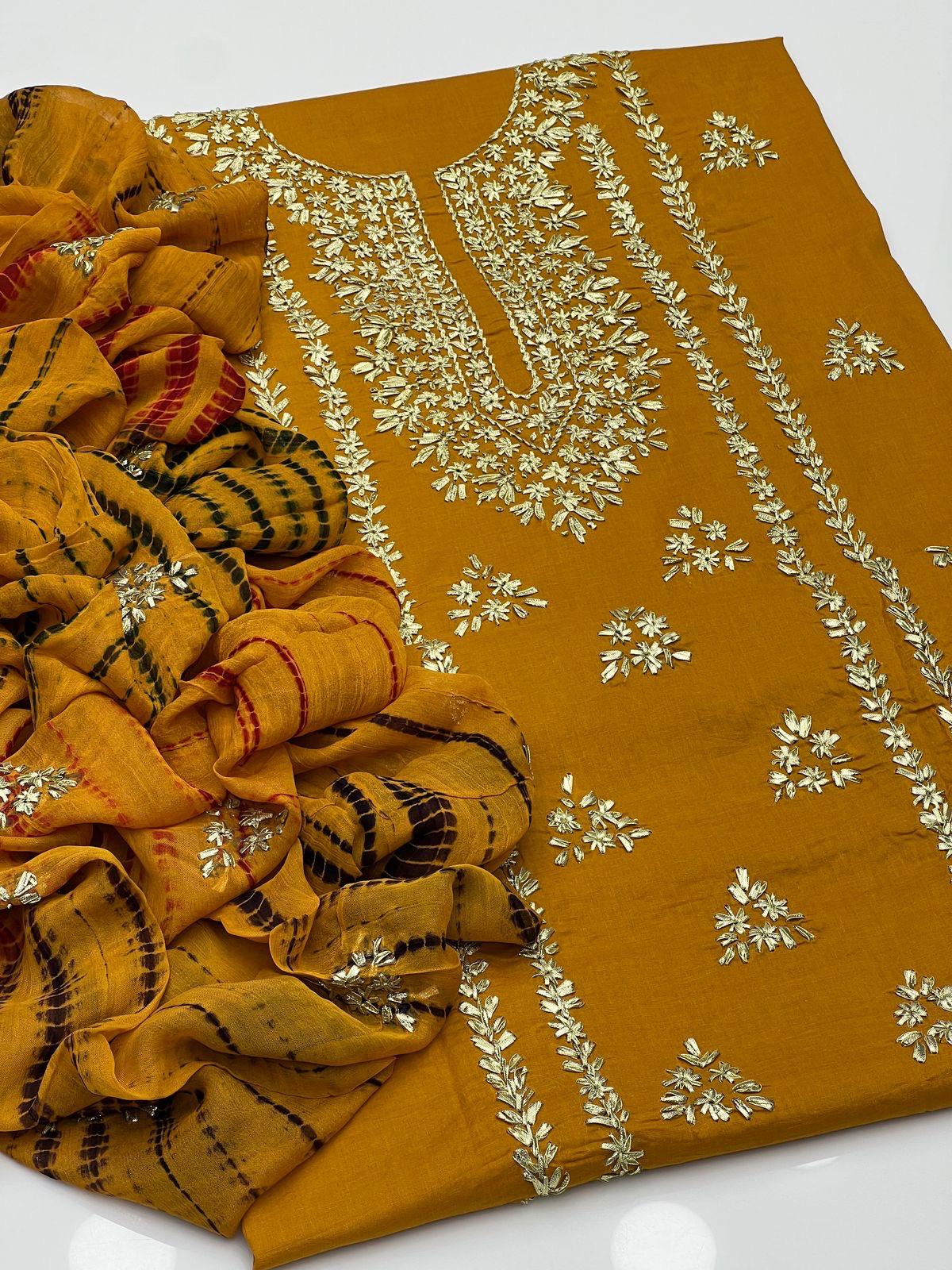 Embroidered Printed 3-Piece Lawn Suit with Striped Dupatta – Elegant Pakistani Wear