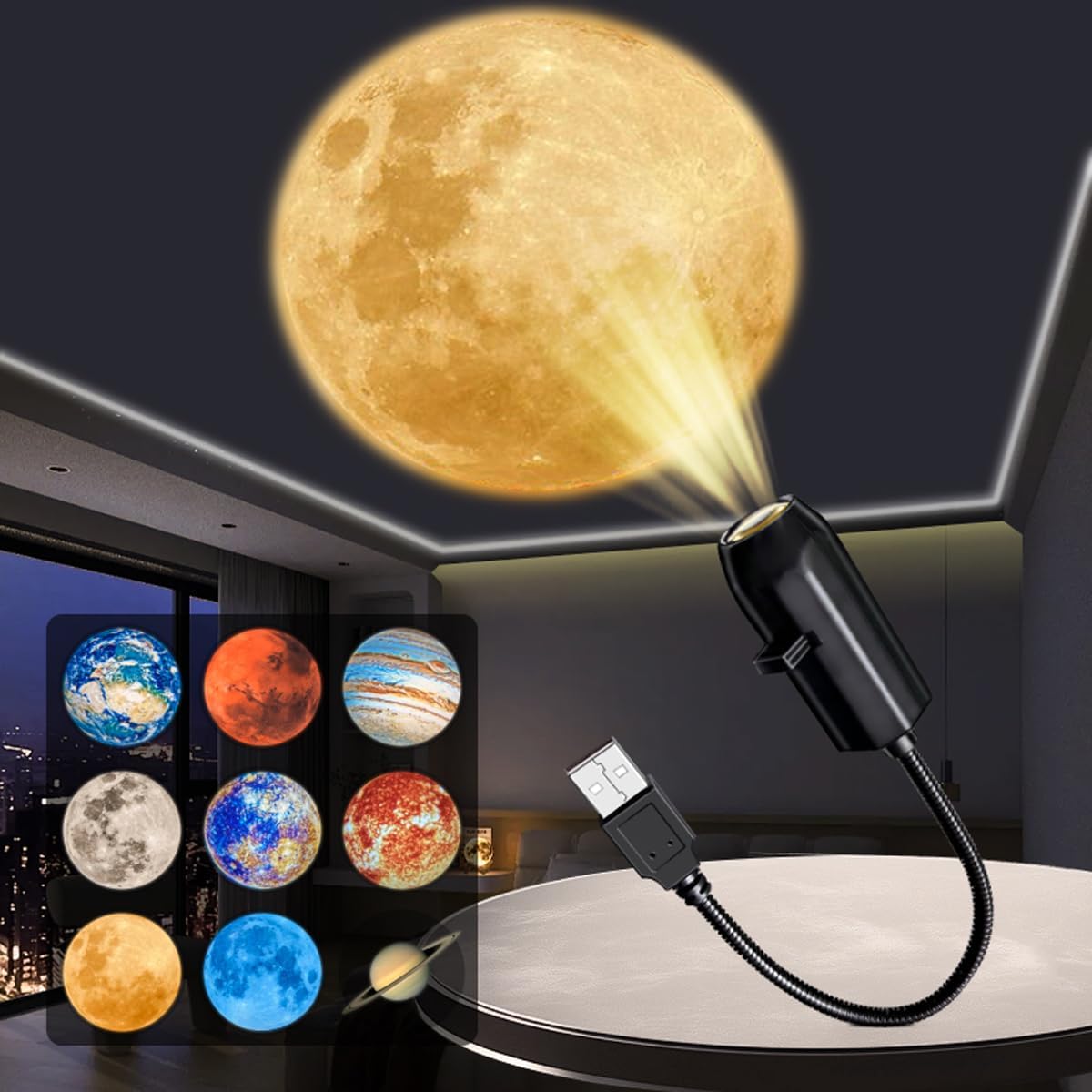 MOON ROOF LIGHT FOR NIGHT WITH 6 DIFFERENT GALAXY LENS